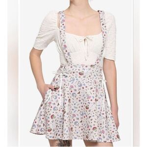 Hot Topic Cottagecore Lace-Up Suspender Skirt Ivory New Size Medium